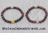 CGB6012 8mm round red tiger eye bracelet with lion head for men