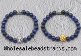 CGB6034 8mm round blue tiger eye bracelet with lion head for men