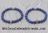 CGB6045 8mm round lapis lazuli bracelet with skull for men