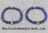 CGB6046 8mm round lapis lazuli bracelet with skull for men