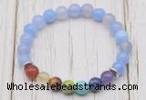 CGB6206 8mm blue banded agate 7 chakra beaded mala stretchy bracelets