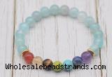 CGB6207 8mm sea blue banded agate 7 chakra beaded mala stretchy bracelets