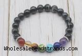 CGB6209 8mm black banded agate 7 chakra beaded mala stretchy bracelets