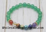 CGB6217 8mm green agate 7 chakra beaded mala stretchy bracelets