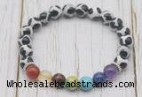 CGB6223 8mm Tibetan agate 7 chakra beaded mala stretchy bracelets