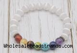 CGB6226 8mm matte Tibetan agate 7 chakra beaded mala stretchy bracelets