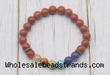 CGB6232 8mm red jasper 7 chakra beaded mala stretchy bracelets