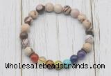 CGB6238 8mm brown zebra jasper 7 chakra beaded mala stretchy bracelets