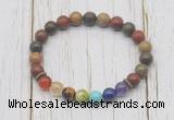 CGB6243 8mm picasso jasper 7 chakra beaded mala stretchy bracelets