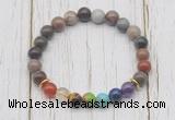 CGB6244 8mm wooden jasper 7 chakra beaded mala stretchy bracelets