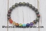 CGB6245 8mm dragon blood jasper 7 chakra beaded mala stretchy bracelets