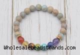 CGB6248 8mm serpentine jasper 7 chakra beaded mala stretchy bracelets