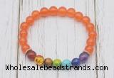 CGB6255 8mm candy jade 7 chakra beaded mala stretchy bracelets