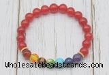 CGB6256 8mm candy jade 7 chakra beaded mala stretchy bracelets