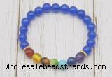 CGB6260 8mm candy jade 7 chakra beaded mala stretchy bracelets