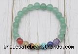 CGB6268 8mm green aventurine 7 chakra beaded mala stretchy bracelets