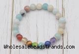 CGB6270 8mm amazonite 7 chakra beaded mala stretchy bracelets