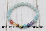 CGB6271 8mm amazonite 7 chakra beaded mala stretchy bracelets