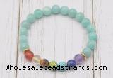 CGB6272 8mm peru amazonite 7 chakra beaded mala stretchy bracelets