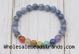 CGB6277 8mm blue spot stone 7 chakra beaded mala stretchy bracelets