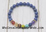 CGB6280 8mm lapis lazuli 7 chakra beaded mala stretchy bracelets