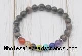 CGB6286 8mm grey opal 7 chakra beaded mala stretchy bracelets