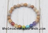 CGB6290 8mm fossil coral 7 chakra beaded mala stretchy bracelets