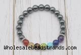 CGB6292 8mm hematite 7 chakra beaded mala stretchy bracelets