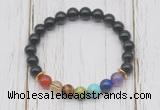 CGB6294 8mm golden obsidian 7 chakra beaded mala stretchy bracelets