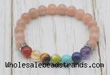 CGB6319 8mm moonstone 7 chakra beaded mala stretchy bracelets