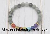 CGB6321 8mm seaweed quartz 7 chakra beaded mala stretchy bracelets