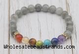 CGB6323 8mm labradorite 7 chakra beaded mala stretchy bracelets