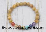 CGB6328 8mm golden tiger eye 7 chakra beaded mala stretchy bracelets