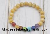 CGB6329 8mm golden tiger eye 7 chakra beaded mala stretchy bracelets