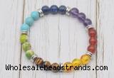 CGB6341 8mm 7 chakra gemstone beaded mala stretchy bracelets