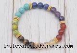 CGB6342 8mm 7 chakra gemstone beaded mala stretchy bracelets