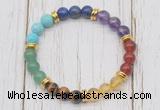 CGB6343 8mm 7 chakra gemstone beaded mala stretchy bracelets