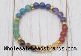 CGB6346 8mm 7 chakra gemstone beaded mala stretchy bracelets