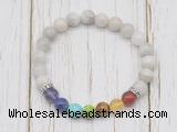 CGB6350 8mm white crazy lace agate 7 chakra beaded mala stretchy bracelets