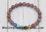 CGB6359 8mm Portuguese agate 7 chakra beaded mala stretchy bracelets