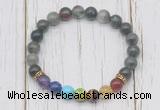 CGB6363 8mm blood jasper 7 chakra beaded mala stretchy bracelets