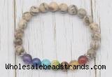 CGB6366 8mm feldspar 7 chakra beaded mala stretchy bracelets