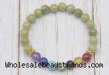 CGB6370 8mm China jade 7 chakra beaded mala stretchy bracelets