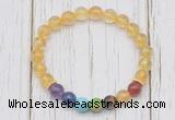 CGB6377 8mm citrine 7 chakra beaded mala stretchy bracelets