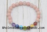 CGB6378 8mm Chinese pink opal 7 chakra beaded mala stretchy bracelets