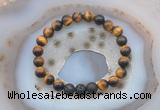 CGB6401 8mm round yellow tiger eye & black lava beaded bracelets