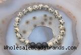 CGB6410 8mm round dalmatian jasper & black lava beaded bracelets