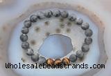 CGB6415 8mm round matte black labradorite & yellow tiger eye beaded bracelets