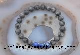 CGB6416 8mm round matte black labradorite & lapis lazuli  beaded bracelets