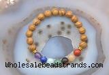 CGB6433 8mm round wooden jasper 7 chakra beads bracelet wholesale